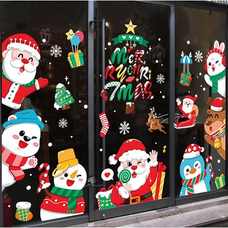 Adesivi Natalizi Finestre Invernali 4 Pezzi Babbo Natale Bianco (1/5)