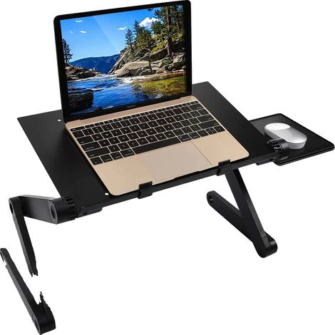 Supporto per laptop, girevole a 360 gradi, regolabile in altezza, nero (1/2)