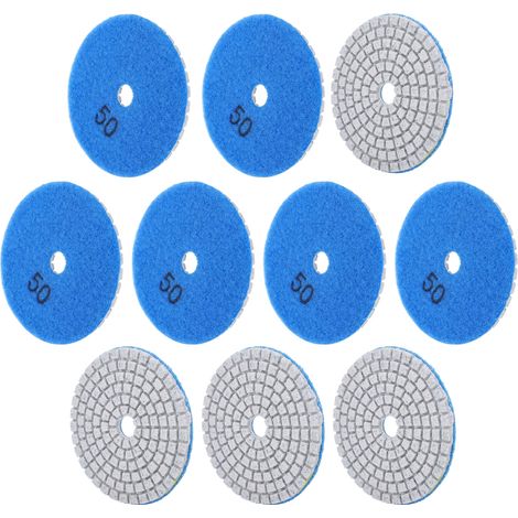 10 Disques Diamant 3" pour Polissage Marbre Granit Béton - Lot de 10 - Grain 50 (1/5)