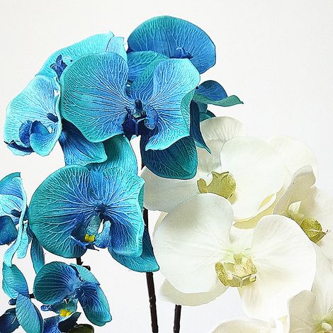 Orchidée artificielle 10 têtes Phalaenopsis, fleur simulée faite à la main, fleurs artificielles pour la maison, centres de table, photographie de mariage (1/5)
