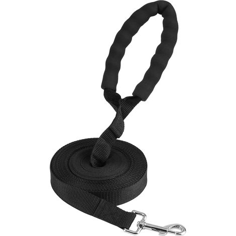Longe pour chien 10 m noire, nylon, poignée rembourrée, dressage, toutes tailles (1/5)
