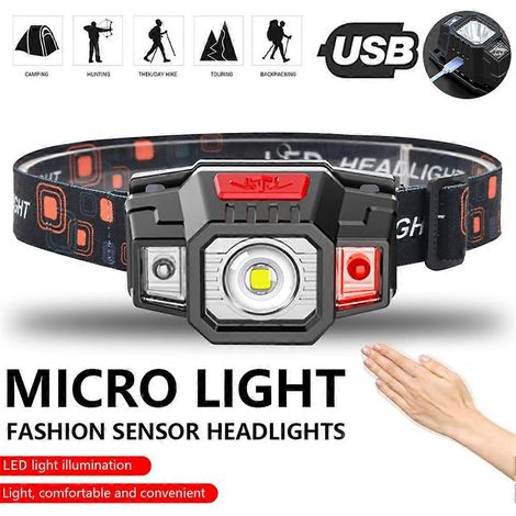 Lampe frontale LED à induction ultra-lumineuse, compatible USB, pour la course de nuit, la pêche, le camping, la randonnée et l'escalade. Accessoires et pièces détachées. (1/5)