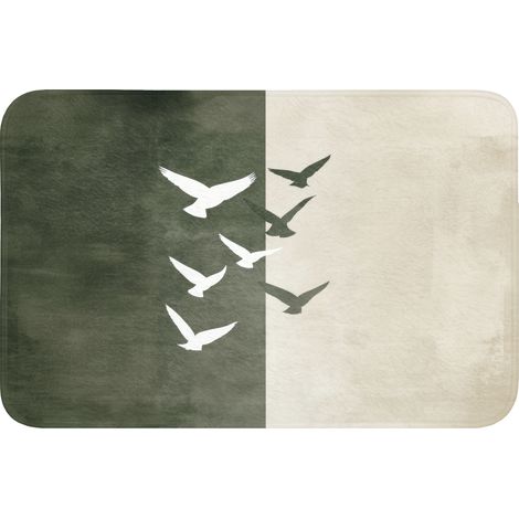 ALFOMBRILLA PARA EL VÁTER Japandi - Pájaro - Verde 60x40 cm