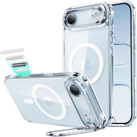 Coque transparente pour iPhone Air avec MagSafe, béquille intégrée et protection caméra (1/5)