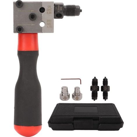 Outil d'évasement de tuyau de frein en cuivre 3/16po 1/4po Évasement simple et double Matériau métallique durable Pour espaces restreints (1/5)