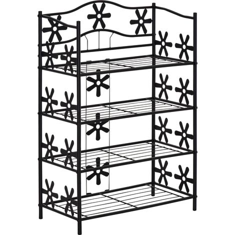 Zapatero metálico negro de 4 niveles 59,5 x 30 x 92 cm (1/5)