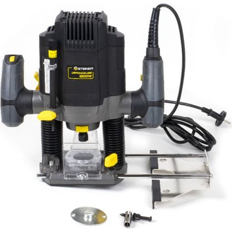 Steiner – Défonceuse 1200W – Vitesse variable 11000 à 30000 tr/min – Course 0 à 50mm – Butée de profondeur micrométrique – Pour bois dur (1/5)