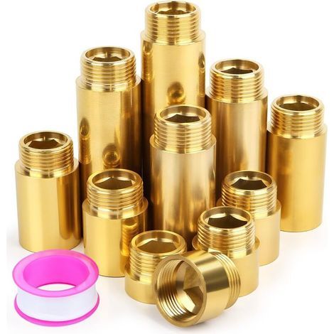 Rallonge de Robinet 1/2" 100mm extension raccord fileté en Laiton 1Pcs rallonge filetée plomberie rallonges robinet exterieur pour eau potable l'Installation De Chauffage Valves D'angle - 3/4" x 80mm (1/5)