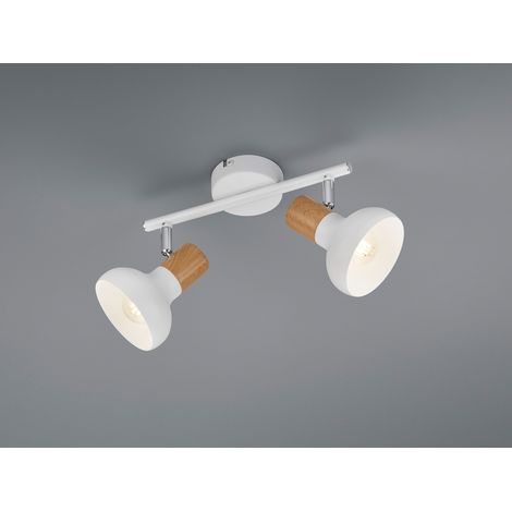 LED Deckenstrahler aus Metall in Weiß & Holzoptik, Breite 30cm (1/4)