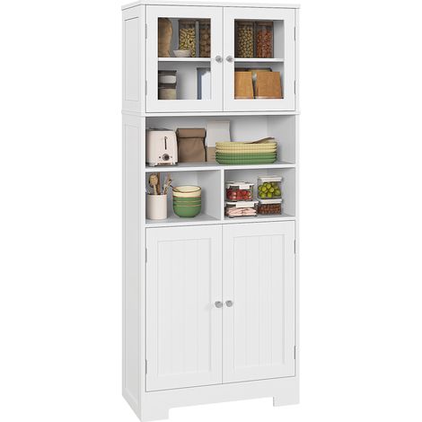 Credenza Cucina 60x30x145,5 cm con Armadietti e Vani a Giorno in Truciolare Bianco (1/5)