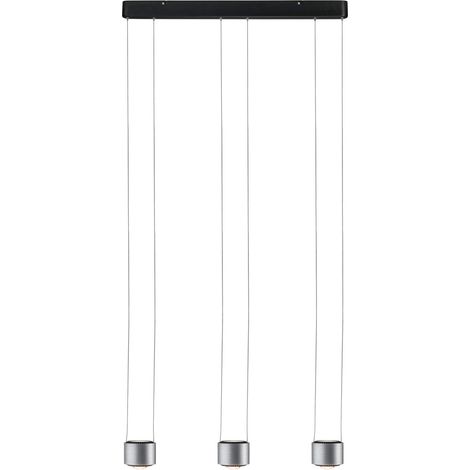 Paulmann 79720 Sospensione LED Aldan incl. 3x5 / 3x4 Watt dimmerabile lampadario Lampada per soffitto Bianco Caldo 2700 K 27 W, Nero, Alluminio Spazzolato, 3er Pendel (1/5)