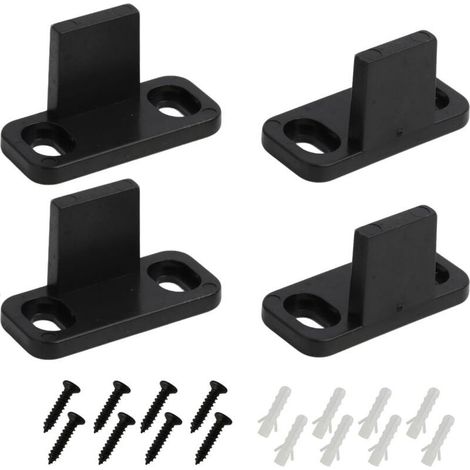 2 Paires Guides de Porte Coulissante, Guide de Sol pour Porte de Grange, rail de porte coulissante, guide inférieur monté au sol, guide de porte de poche noir, Compatible pour Portes Coulissantes en B (1/4)