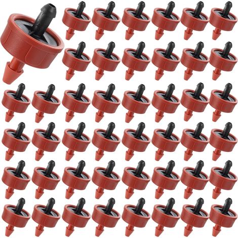 Confezione da 60 gocciolatori a compensazione di pressione, 2 l/h - Portata costante - Per tubi da 1/4" - Per vasi e piante da giardino
