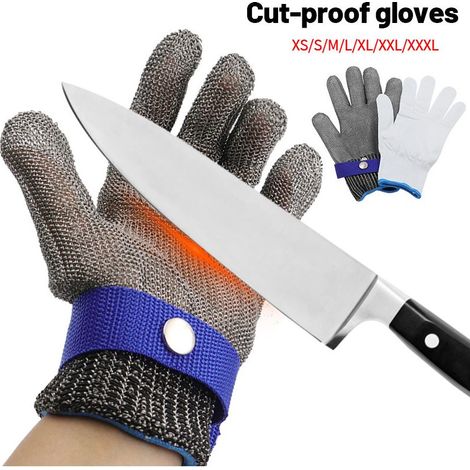 Gants De Maille Metal Maille Cuisine Gant Acier Anti Coupure,Gants De Travail Anti Coupure Et Anti Perforation De SéCurité Alimentaire,Convient pour Ouvrir les Hutres (M,23.5cm)