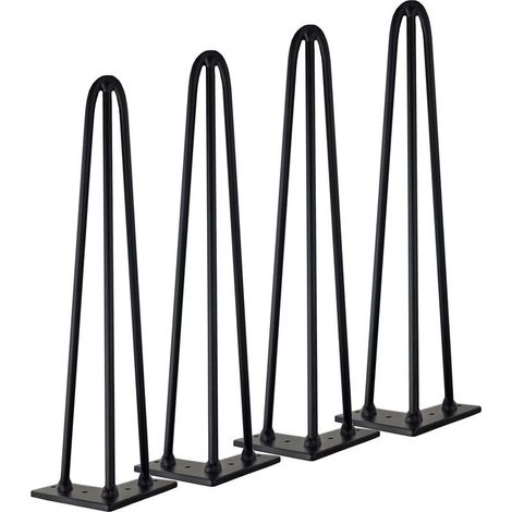 4-teiliges DIY-Haarnadelbein-Set für Tisch- und Stuhlbeine mit 3 Stangen, 16 Schrauben + 4 Fußschonern, Höhe 35 cm, Stangendurchmesser 10 mm (1/5)