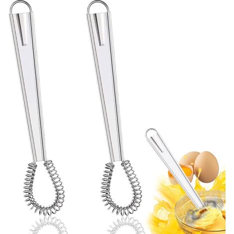 2 Pièces Fouet Cuisine Acier Inoxydable, Mini Fouet Cuisine, Fouet à Spirale, Mélangeur de Sauce à Main, pour Mélanger/Fouetter Les Ustensiles de Cuisine et Les Accessoires de Cuisson Ensemble (1/5)