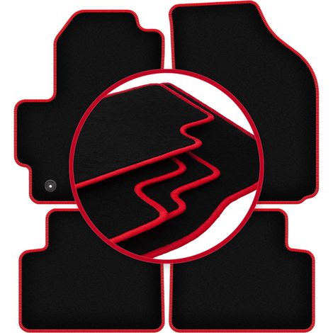 Alfombrillas de terciopelo con borde rojo para Chevrolet Spark II M200 hatchback (2005-2009) (1/5)
