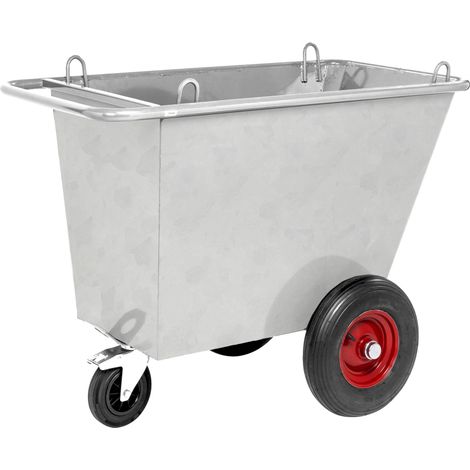 Kongamek Abfallwagen verzinkt mit 3 Rädern Ø400mm Luftereifung 1310x720x1000mm 400l Volumen (1/2)