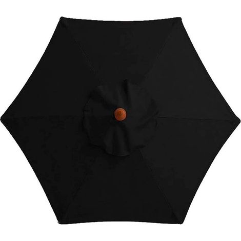 Toile de rechange pour parasol, 8 baleines, 3 m, imperméable, anti-UV, en tissu noir (1/5)