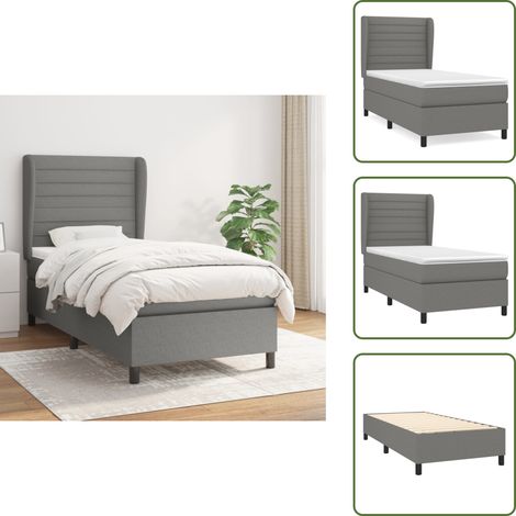 Boxspringbett mit Matratze Dunkelgrau 90x200 cm Stoff - Boxspringbett - Doppelbett - Bettenrahmen - Lattenrost - Matratze (1/5)