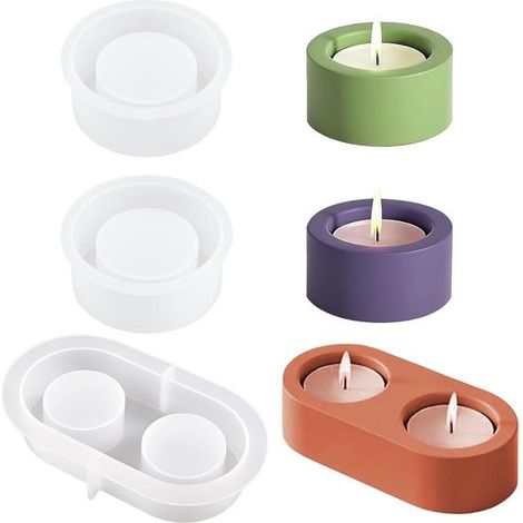 portavelas de silicona，Portavelas de silicona con forma de vela pequeña，Molde de silicona para velas de cemento y resina (1/5)