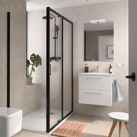 Meubles de salle de bains SILANE 600 2 tiroirs BLANC SATIN + plan vasque (1/2)