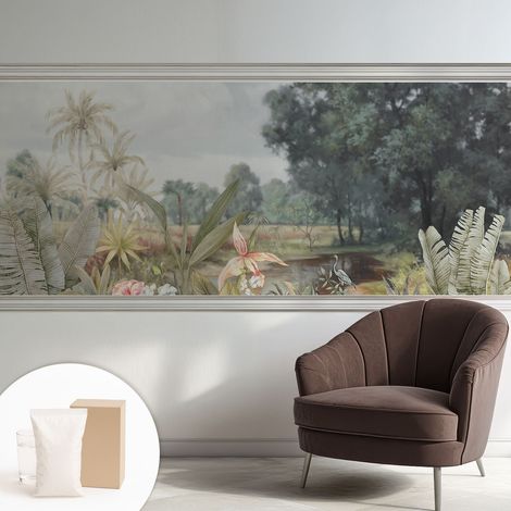 Papier peint intissé mural avec imprimé pour décoration pour salon pour chambre à coucher pour entrée Paysage exotique 250x104 cm (1/5)