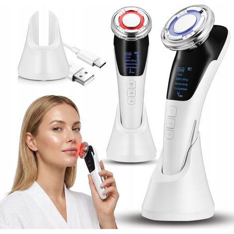 Masajeador facial EMS, ultrasonido, fototerapia, crioterapia, mesoterapia 7 en 1 riborn