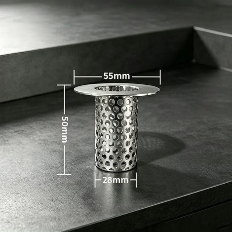 (55mm-China Mainland)Stainless Steel Perforated Drain Filter Cylinder Anti-Clog Sewer Debris Strainer For Sewer Pipe Multiple Specifications (1/4)