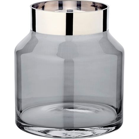 Vase décoratif Gabi H 19 cm, Ø 17 cm, en Verre, Bord Platine (1/5)