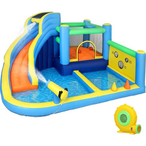 Castello gonfiabile da esterno 350 x 320 x 190 cm scivolo piscina tendenza decorativo per 3-8 anni in tessuto oxford blu 210000412