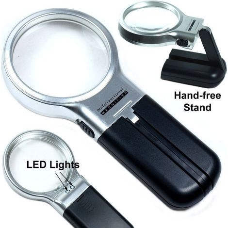 TrAdE Shop Traesio - Mini Lente D'ingrandimento 3in1 Tascabile Con Luce A Led Pieghevole Lettura Orologi Cip - (1/3)
