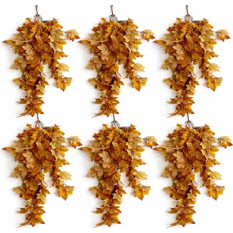 Pack of 6 x 70cm Artificial Trailing Grape Ivy Plant Faux Hanging Foliage - Yellow (1/5)
