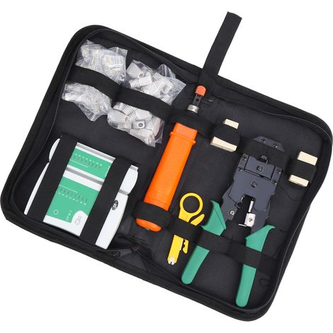 Kit d'outils de câblage réseau YGP308 : testeur de câbles, pince à sertir, mini-pince à dénuder (1/5)