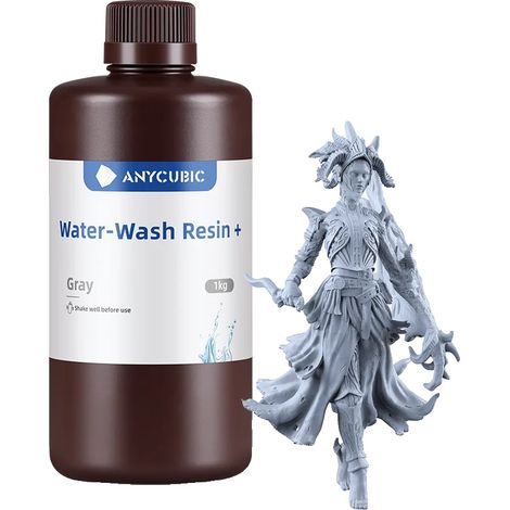 Resina para impresión 3D ANYCUBIC, lavable con agua transparente, resina UV HD gris. (1/2)