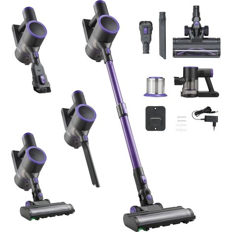 Aspirateur balai sans fil, 25KPA, puissant, anti-emmêlement, léger, rechargeable, 35 min d'autonomie, idéal sols, tapis, poils d'animaux. (1/5)