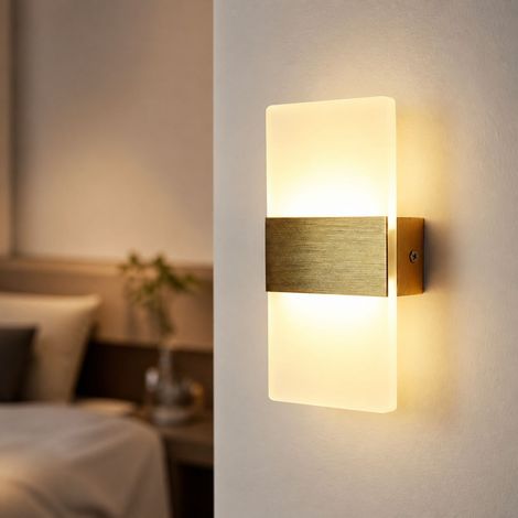 Applique murale LED design en aluminium et acrylique, 20x10cm, 4W, lumière tricolore, idéale pour chambre, couloir et salon (1/4)