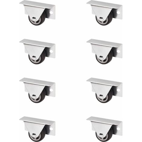Lot de 8 Roulettes caissons TRIER (Ø 30 mm, pour montage latéral, gris foncé) roulette fixe Idéale pour les caissons de lit et les tiroirs au sol