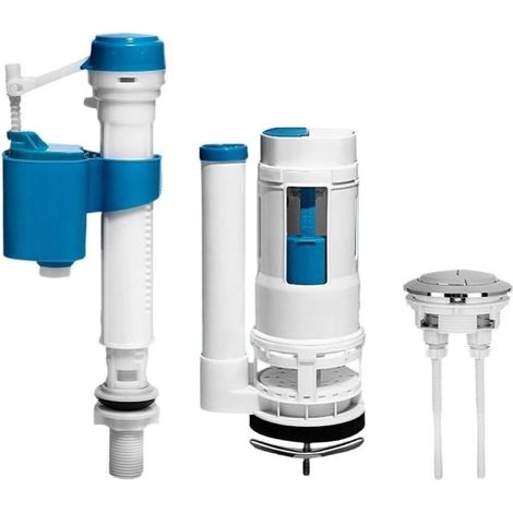 Valve de remplissage de WC - Kit de réparation de réservoir - Réparation de salle de bain - Hauteur réglable - 20-28 cm - Bleu et blanc (1/5)