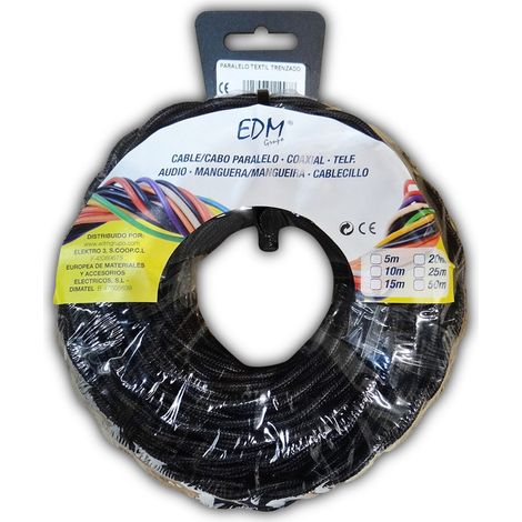 edm Câble électrique textile noir 25 mètres (1/2)
