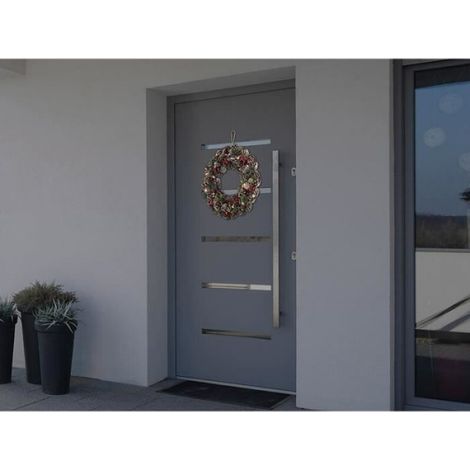 Couronne de Noël lumineuse - Décoration de fête - Ø 44 cm - 30 LED blanc chaud - Reflets rouges (1/3)