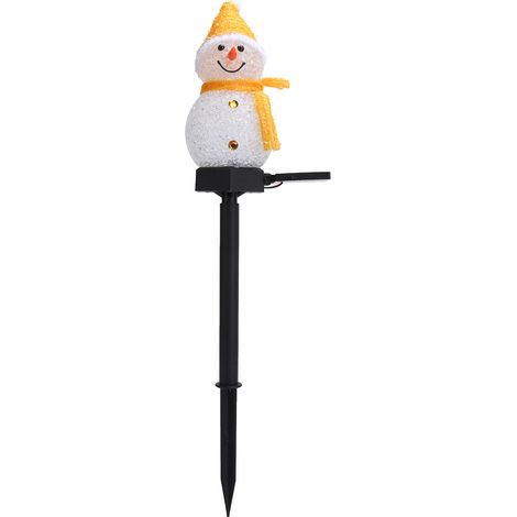 Lampe solaire de jardin en forme de bonhomme de neige à LED, décoration lumineuse de Noël (jaune) (1/5)