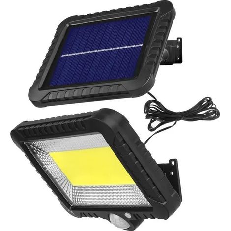 Projecteur LED solaire, un projecteur multifonction, éclairage extérieur avec détecteur de mouvement pour terrasse et maison. (1/4)