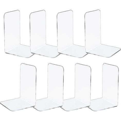 Dernier modèle 2025, lot de 8 serre-livres transparents en acrylique pour étagères, serre-livres robustes (1/3)