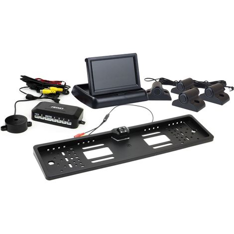 Kit di sensori di parcheggio TFT02 da 4,3" con telecamera HD-402-LED, 4 sensori, nero, per camion (1/5)