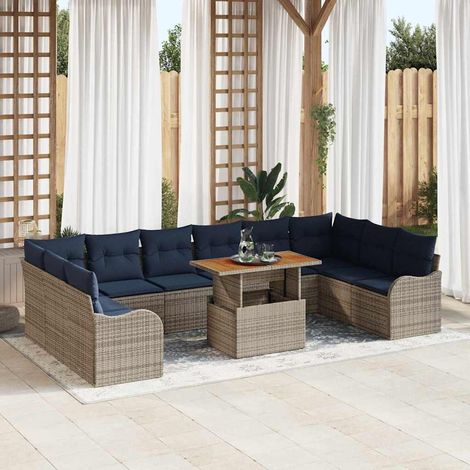 vidaXL Ensemble de canapé de jardin 11 pc 10-Nombre de places (1/5)