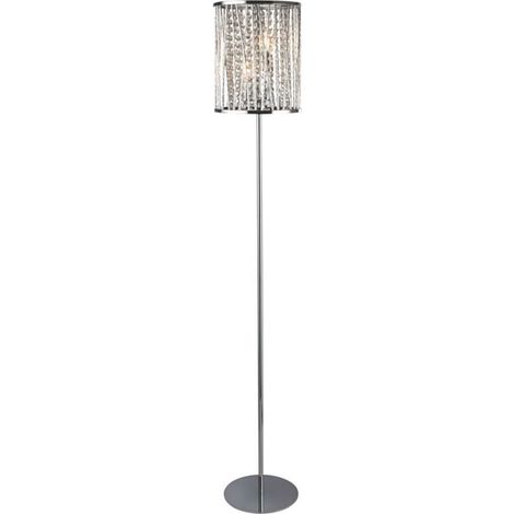 Lampadaire Elise 2 flammes, chrome, gouttes de cristal chrome / plaqué clair (1/3)