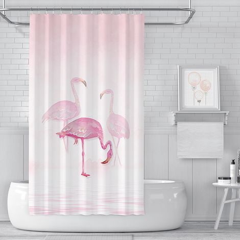 Filiyano-1 rideau de douche à motif flamant rose, résistant à la moisissure et imperméable. (1/5)