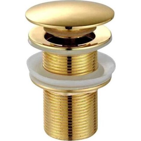 Bonde de Lavabo Pop Up sans Trop Plein,Bouchon de Vidange avec Panier à Crépine,Bonde de vidage pour lavabo de Salle de Bain Laiton-Or (1/5)