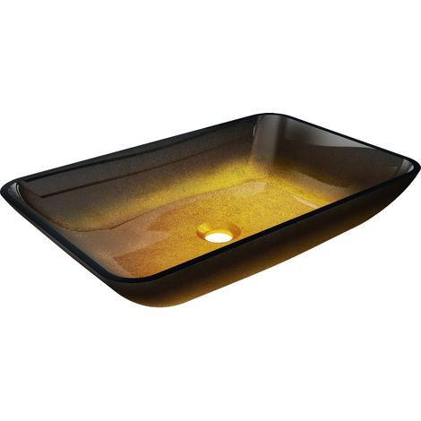 Mexen Megan lavabo de vidrio sobre encimera 56 x 36 cm, oro oscuro - 24135651 (1/5)